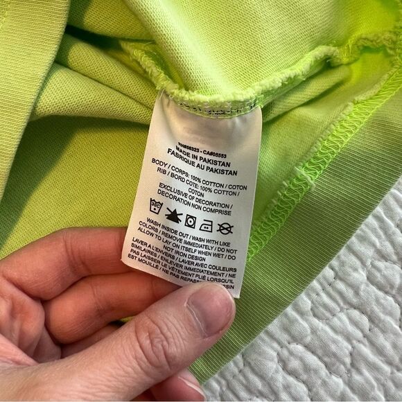 NIKE Neon Green Cropoed Lightweight Hoodie & Matching Tank Top Small Acid Wash - Picture 11 of 15